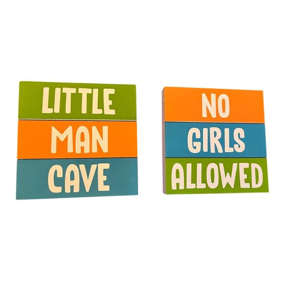 Hanging Decorative Signs Set – Little Man Cave & No Girls Allowed - Picture 1 of 5